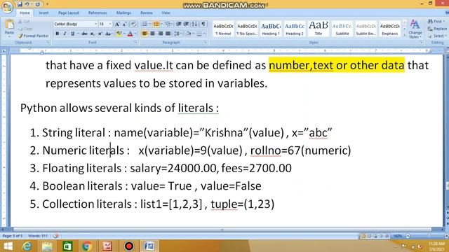 Class 11 Python Literals Identifiers Boolean literals floating literals смотреть онлайн