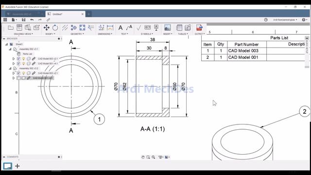 Autodesk Fusion 360 Tutorial - Drawing the Assembly and Its Components on the Same Sheet смотреть онлайн