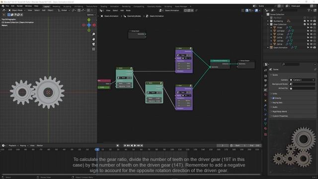 Animate multiple gears with Geometry Node смотреть онлайн