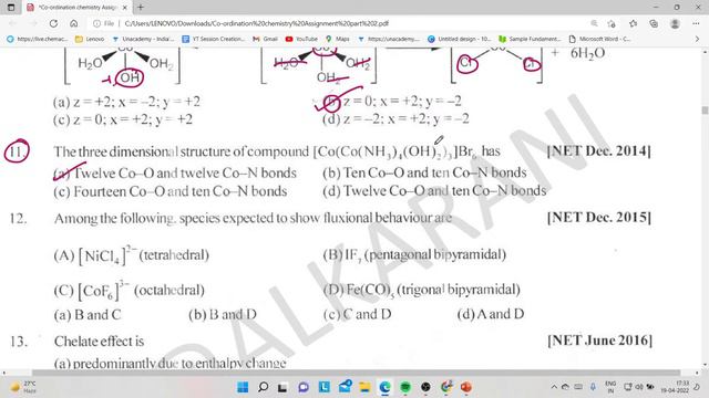 Coordination Assignment | Level A Part - 2 | IIT JAM Chemistry | Alka Rani смотреть онлайн