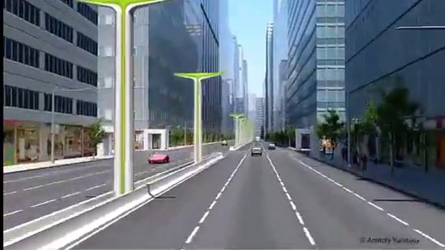 Городской навесной транспорт SkyWay-City Passenger Elevated String Transport Systems смотреть онлайн