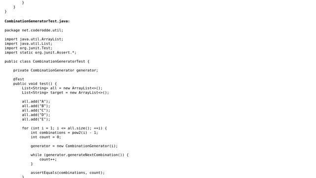 Code Review: Combination generator in Java смотреть онлайн