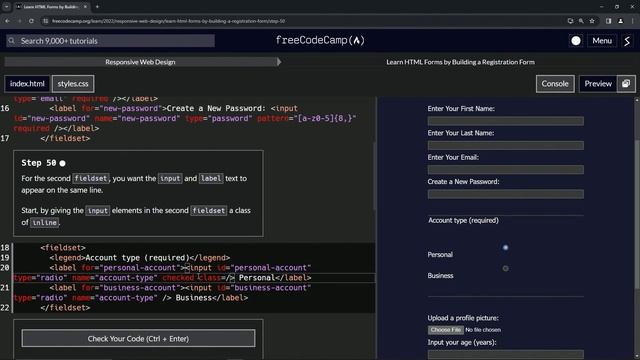 Learn HTML Forms by Building a Registration Form - Step 50 смотреть онлайн
