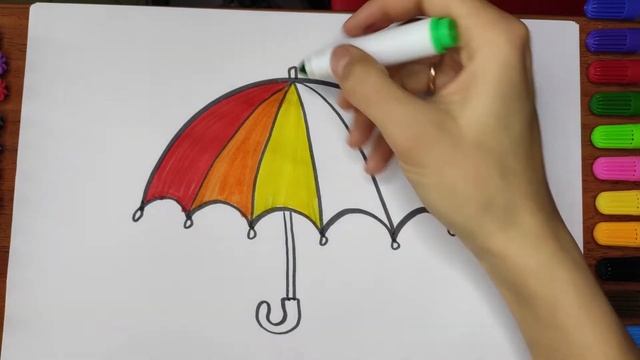 Как нарисовать ЗОНТ./ How to draw an UMBRELLA смотреть онлайн