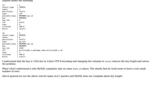 MySQL refuses UPDATE with (1071, 'Specified key was too long; max key length is 1024 bytes')... смотреть онлайн