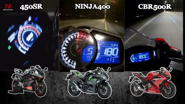 CFMOTO 450SR ?️ Kawasaki Ninja 400 ?️ Honda CBR500R | Stock Acceleration Top Speed