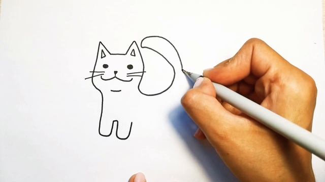 Рисунок кошки для срисовки /милый котёнок рисунок/котик с сердечком смотреть онлайн