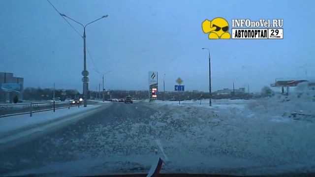 Занесло в леерное ограждение на Архангельском шоссе. Северодвинск. смотреть онлайн