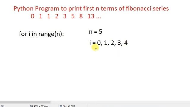 #51 Python program to print first n terms of Fibonacci series: 0, 1, 1, 2, 3, 5, 8, 13 .. (in Hindi смотреть онлайн