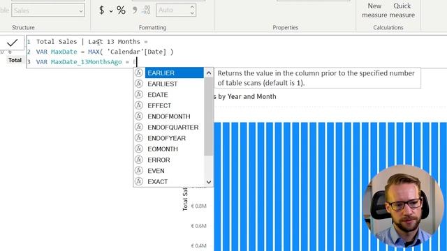 Show last 13 Months from Slicer Selection in Power BI (DAX) смотреть онлайн