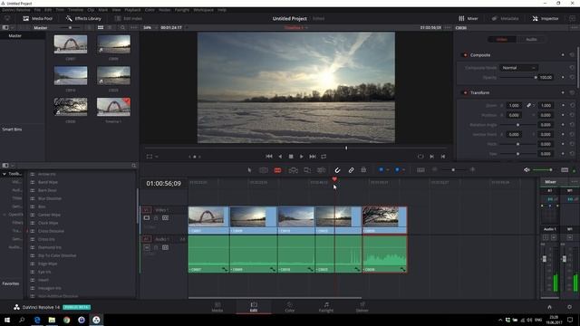 Знакомство с DaVinci Resolve 14 - монтаж первого клипа