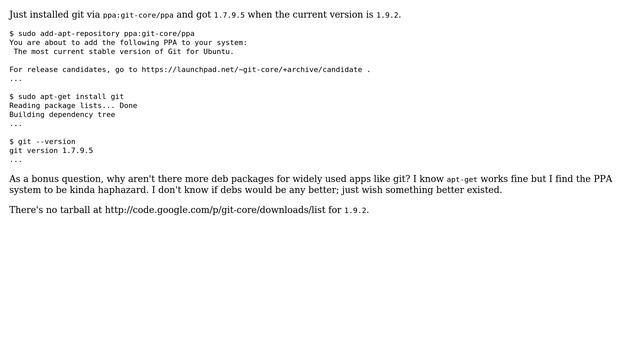 Ubuntu: Which PPA has the most current version of git for 12.04? ppa:git-core/ppa is outdated смотреть онлайн