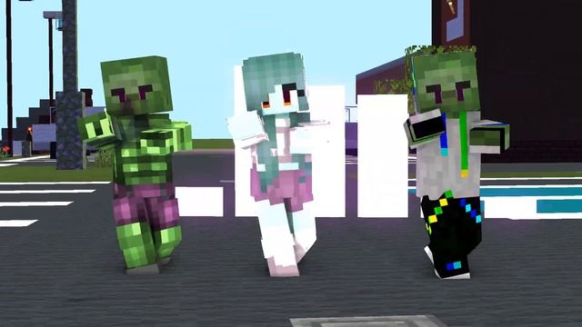 ZOMBIE COUPLE DANCE HERO TONIGHT - SHUFFLE DANCE - GANGNAM STYLE MINECRAFT ANIMATION смотреть онлайн