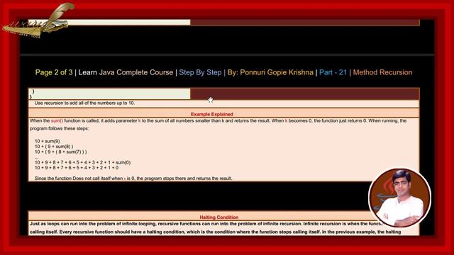 Learn Java Complete Course | Step By Step | Recursion | By: Ponnuri Gopie Krishna | Part - 21 смотреть онлайн
