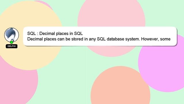 SQL : Decimal places in SQL смотреть онлайн
