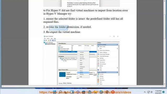 Fix Hyper-V did not find virtual machines to import from location error in Hyper-V Manager смотреть онлайн