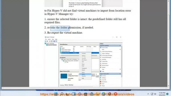 Fix Hyper-V did not find virtual machines to import from location error in Hyper-V Manager