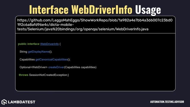 org openqa selenium Interface WebDriverInfo with example смотреть онлайн
