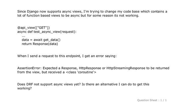 Django : How to use async function based views in DRF? смотреть онлайн