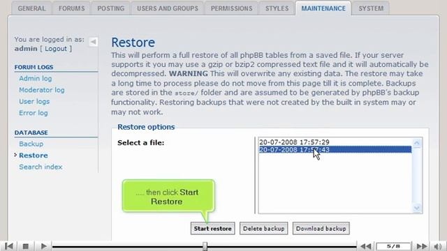 Restore your database in phpBB by VodaHost web hosting смотреть онлайн
