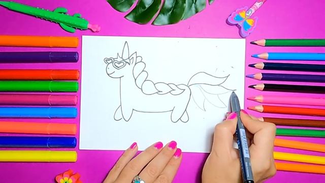 УЧИМСЯ рисовать ЛОШАДКУ - ЕДИНОРОГА | #DRAWINGS смотреть онлайн