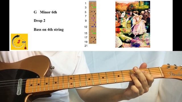 Guitar Drop 2 Chords Minor 6th Workout - Bass on 4th String Medium Tempo смотреть онлайн