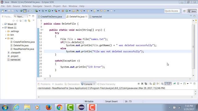 Java code to Delete a file смотреть онлайн
