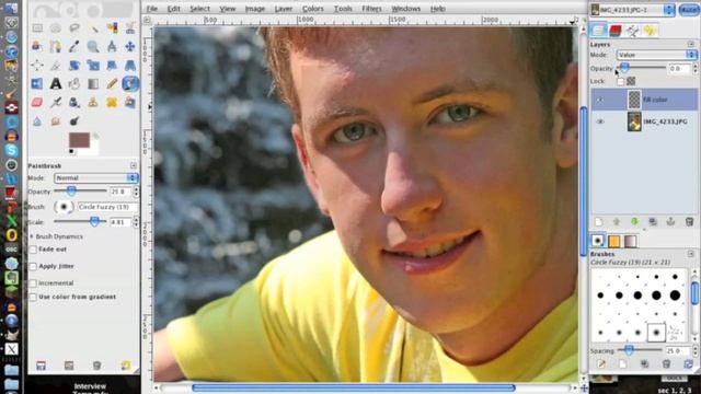 GIMP: Reduce harsh shadows on the face смотреть онлайн