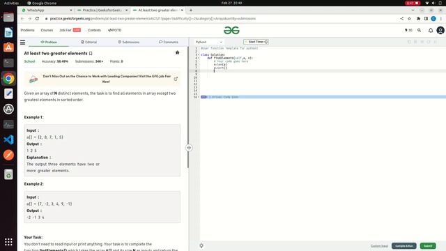 At least two greater elements | Python | Practice Problem | Array School | #14 смотреть онлайн