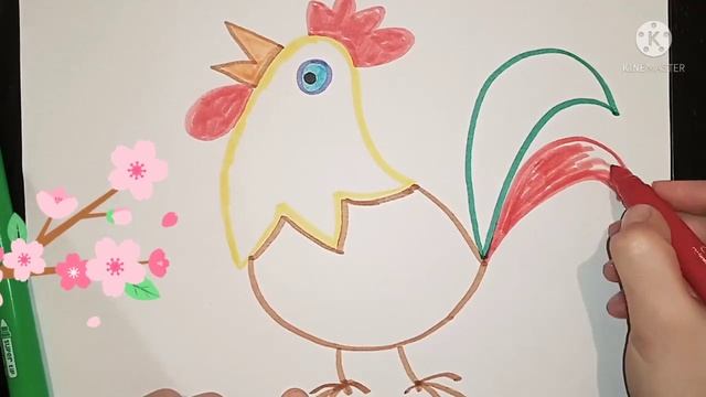 How to draw a cock for kids/Как нарисовать петуха для детей смотреть онлайн