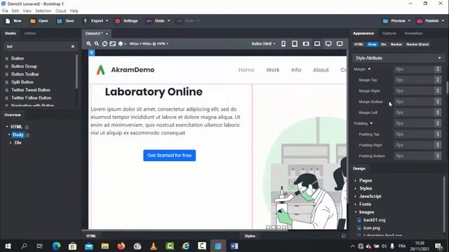 Responsive Landing Page using Bootstrap studio Front-End-Developer drag and drop UI смотреть онлайн