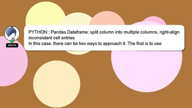 PYTHON : Pandas Dataframe: split column into multiple columns, right-align inconsistent cell entrie смотреть онлайн