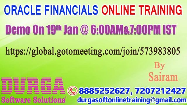 Oracle Financials Online Training by Sairam Demo on 19th Jan @6:00AM&7:00PM IST смотреть онлайн