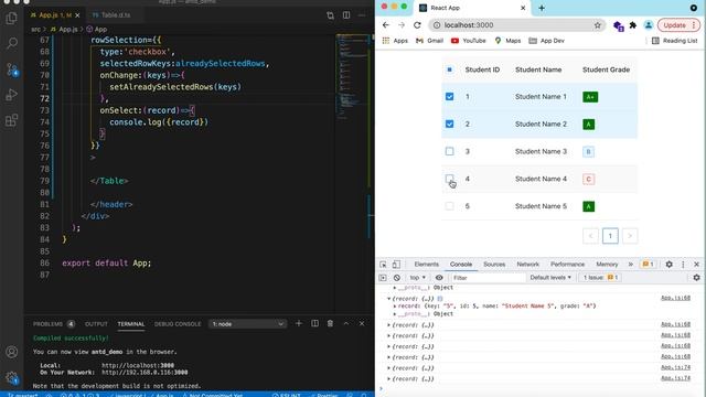 How to select rows and add custom selection options in Ant Design Table component using ReactJS app смотреть онлайн