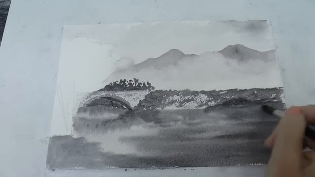 Гризайль3- Туман в горах, мост, река и другое. Grisaille3-.Lake District- bridge, mist on mountains смотреть онлайн
