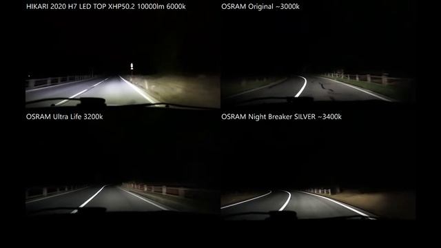 HIKARI 2020 vs OSRAM Original, Ultra Life, Night Breaker SILVER смотреть онлайн