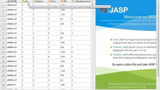 Importing data in JASP смотреть онлайн