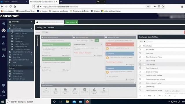 Censornet CASB Creación de reglas de bloqueo para One Drive Empresarial. смотреть онлайн
