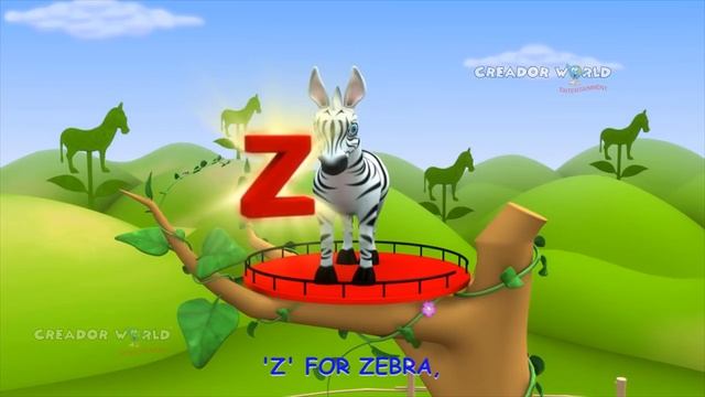 Zebra Rhymes | Alphabet Song 3d nursery rhymes for kids | Z for zebra songs смотреть онлайн
