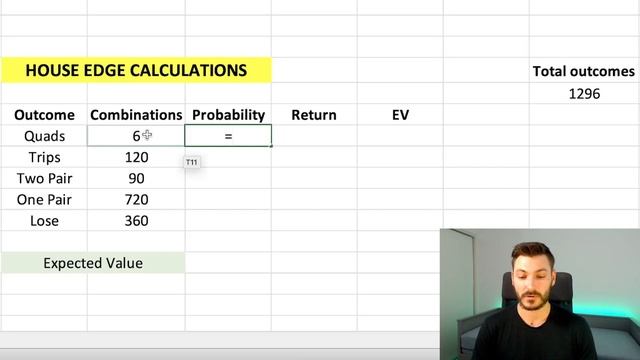Using Excel to calculate Expected Value of a Dice Game Simulation смотреть онлайн