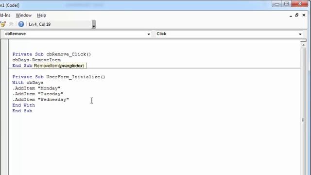 Excel VBA UserForm Combobox Remove Item смотреть онлайн