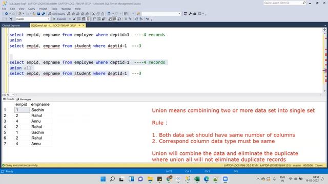SQL Interview Questions : Difference between Union and Union All смотреть онлайн