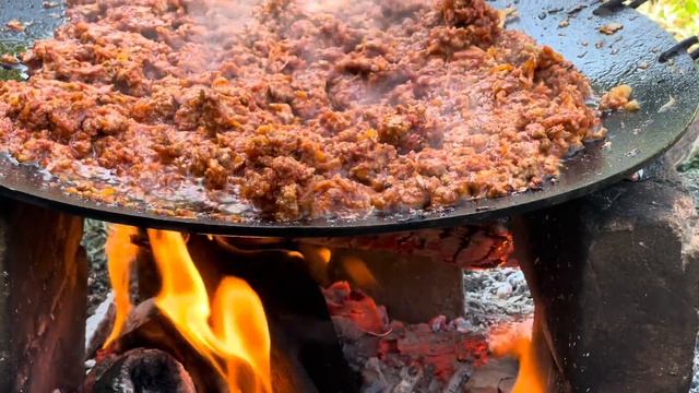 Cooking Bean Pilaf (Istanbuli) With Fresh And Organic Beans In The War Hut