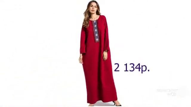 Одежда с AliExpress - Широкое рельефное платье-абая смотреть онлайн