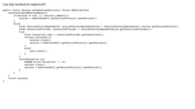Code Review: Method to Return a Hibernate Session смотреть онлайн