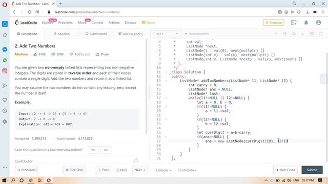Add Two Numbers | LeetCode 2 | Smart Code смотреть онлайн