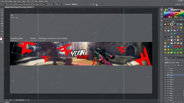 CS:GO Free YouTube banner & Icon Template | 2017 Photoshop | Speed-Art смотреть онлайн