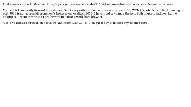Virtualbox port forwarding not accessible from browser смотреть онлайн
