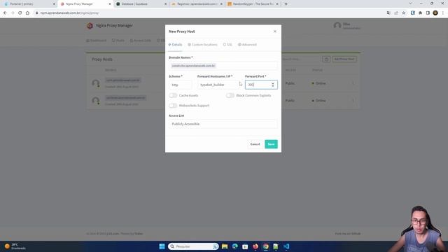 INSTALE Seu TYPEBOT ILIMITADO com SUPABASE + NGINX Proxy Manager UTILIZANDO Docker смотреть онлайн