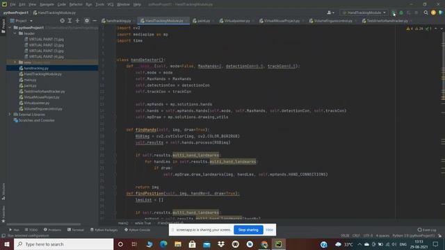 Hand Tracking Module in open cv python смотреть онлайн